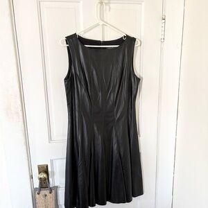 Elegant Black Sleeveless Faux Leather Mini Dress